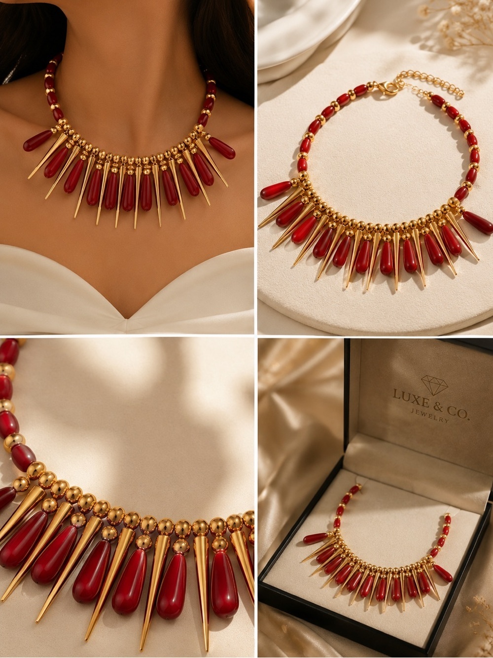 Scarlet Chateau Statement Necklace